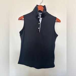 FootJoy Black Sleeveless Golf Polo Tank with White Placket